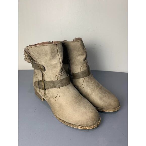 Womens Ankle Boots With Side Zipper & Buckle Detail Size 7.5 - Picture 1 of 8